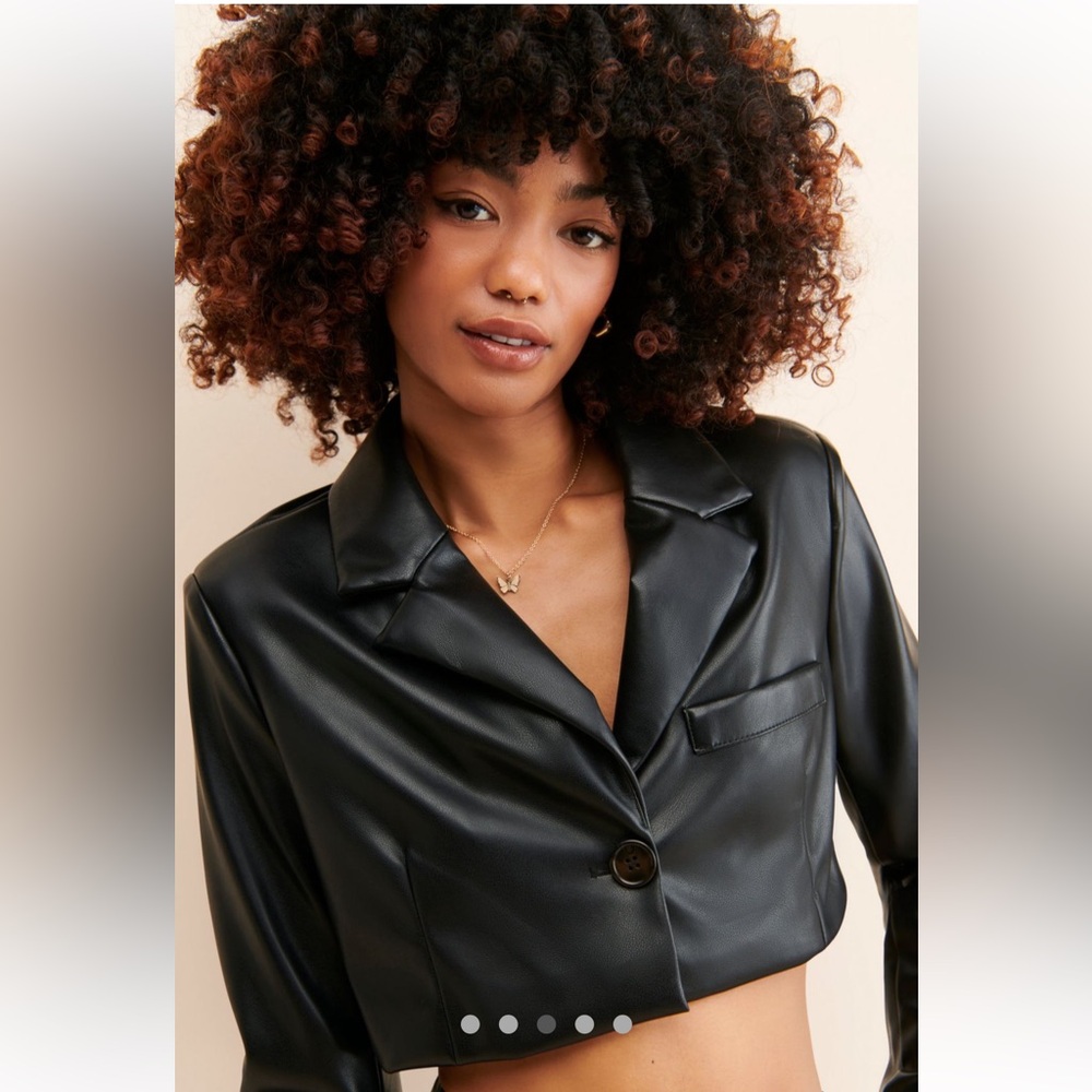 Urban Outfitters Black Cropped Leather Jacket